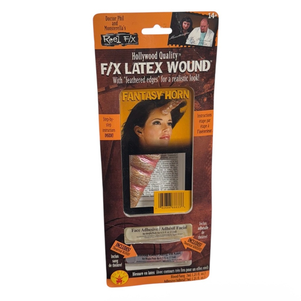 Rubie’s fantasy horn f/x latex wound with adhesive materials new in packaging!